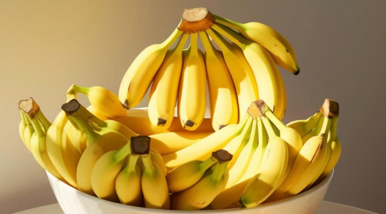 Bananas frescas — um lanche rico em potássio para complementar o cuidado com a postura